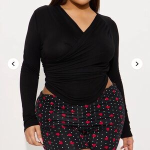 Fashion Nova Black Wrap Top